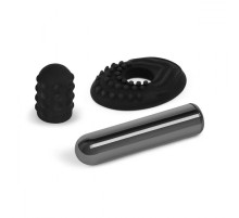 Черная вибропулька Le Wand Bullet с 2 нежными насадками