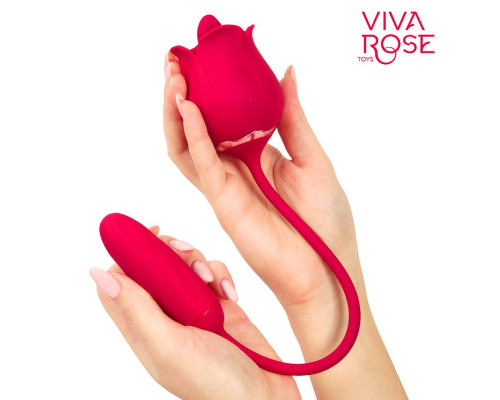 Малиновый двойной вибростимулятор с язычком