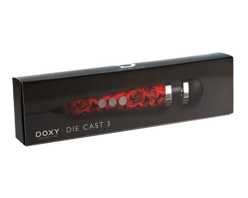 Красно-черный жезловый вибратор Doxy Die Cast 3 с розами