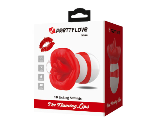 Красно-белый клиторальный стимулятор в форме рта Mina