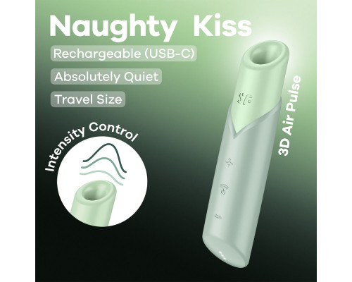 Зеленый вакуумный стимулятор Naughty Kiss