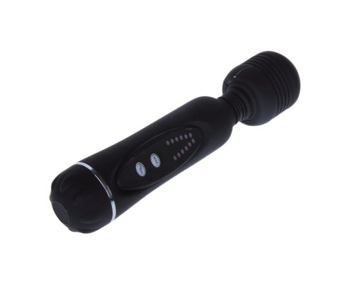 Черный вибромассажер со сменными насадками Power Wand - 20,5 см.