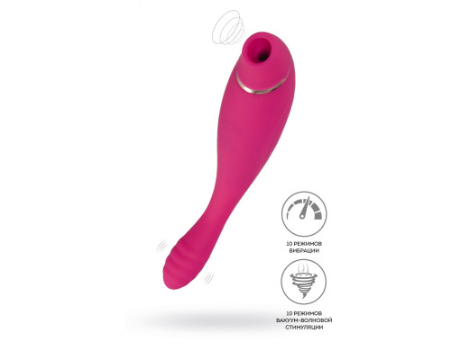 Ярко-розовый вибратор Danvi с вакуум-волновой стимуляцией