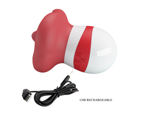 Красно-белый клиторальный стимулятор в форме рта Mina