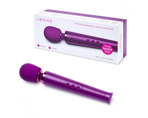 Фиолетовый жезловый мини-вибратор Le Wand Petite c 6 режимами вибрации
