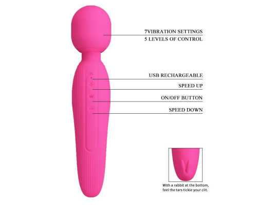 Розовый жезловый вибромассажер Curtis - 23,1 см.