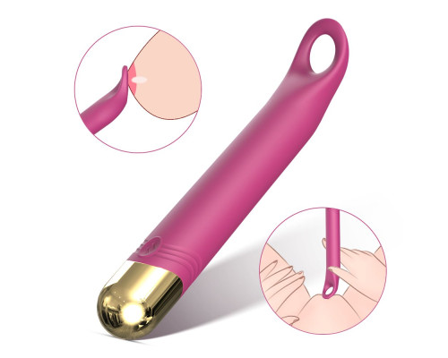 Розовый вибратор с отверстием для стимуляции клитора - 18,2 см.
