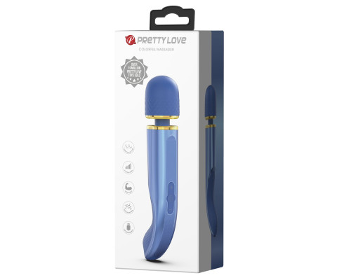 Синий wand-вибромассажер Colorful Massager - 24 см.
