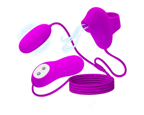 Лиловый вакуумный стимулятор клитора с виброяйцом