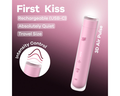 Розовый вакуумный стимулятор First Kiss