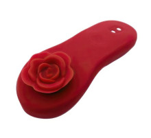 Красный вибратор в трусики Funtown Caleo с магнитным держателем-розой