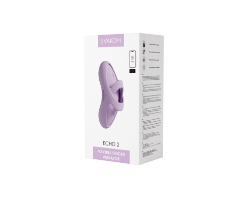 Сиреневый вибромассажёр на пальцы Echo 2 с функцией нагрева