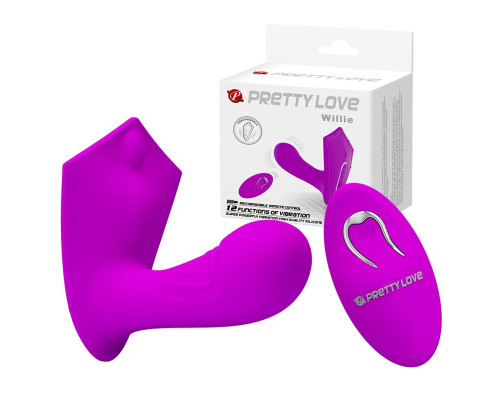 Лиловый вибромассажёр Willie с пультом ДУ