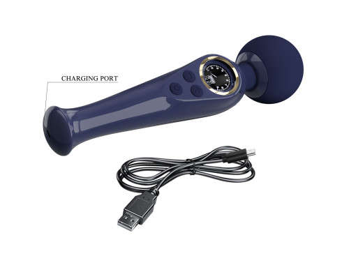 Темно-синий жезловый вибратор Skyler - 22,4 см.