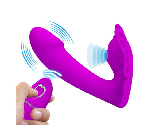 Лиловая клиторальная бабочка с вагинальным виброотростком Katherine