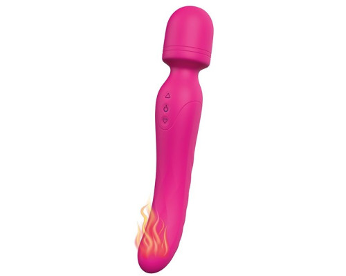 Ярко-розовый жезловый вибратор Heating Bodywand с нагревом - 23,2 см.