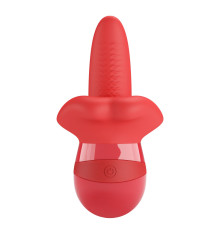 Красный вибратор с подвижным язычком Obelia