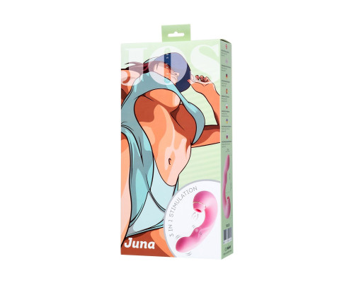 Нежно-розовый многофункциональный стимулятор клитора Juna - 15 см.