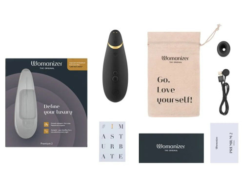 Черный клиторальный стимулятор Womanizer Premium 2