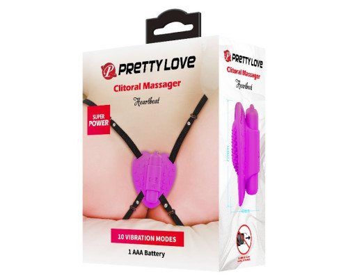 Лиловое сердечко с вибрацией и регулируемыми ремешками Heartbeat