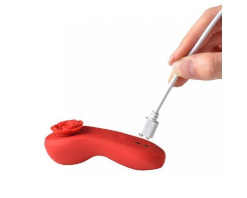 Красный вибратор в трусики Funtown Caleo с магнитным держателем-розой