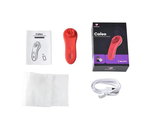 Красный вибратор в трусики Funtown Caleo с магнитным держателем-розой