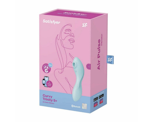 Голубой вакуум-волновой вибростимулятор Curvy Trinity 5+