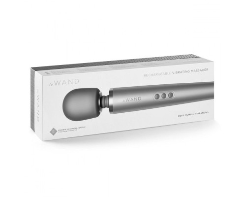 Серебристый массажёр-жезл le Wand с 20 режимами вибрации