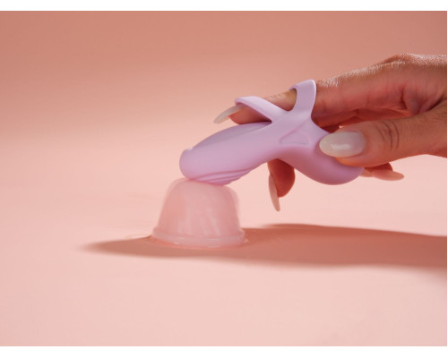 Сиреневый вибромассажёр на пальцы Echo 2 с функцией нагрева