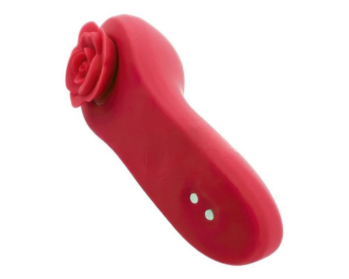 Красный вибратор в трусики Funtown Caleo с магнитным держателем-розой