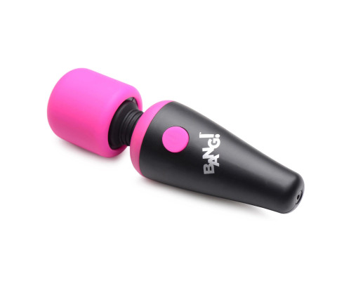 Розово-черный мини-вибромассажер 10X Vibrating Mini Silicone Wand
