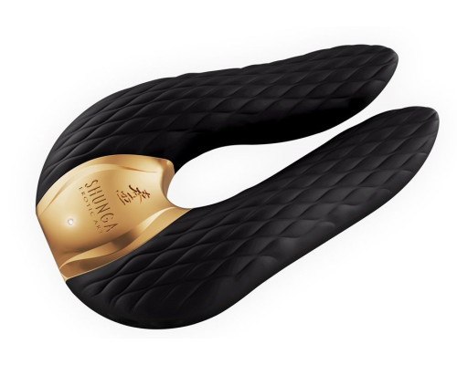 Черный двойной вибростимулятор AIKO с двумя моторами