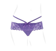 Фиолетовые трусики с вибропулей и пультом Crotchless Panty Thrill-Her