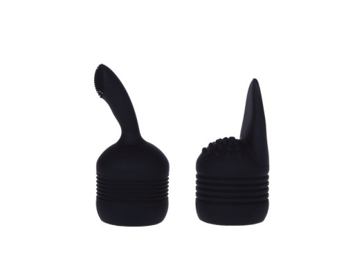 Черный вибромассажер со сменными насадками Power Wand - 20,5 см.