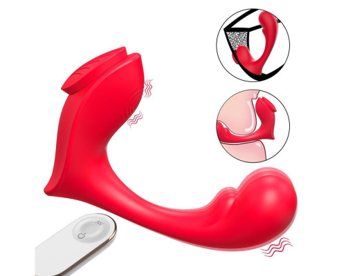 Красный вибромассажер в трусики Love-RCT - 13,1 см.