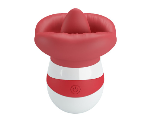 Красно-белый клиторальный стимулятор в форме рта Mina