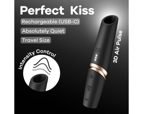 Черный вакуумный стимулятор Perfect Kiss