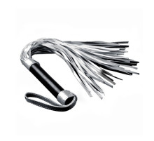 Серебристая плетка Struggle My Flogger с черной ручкой - 45 см.