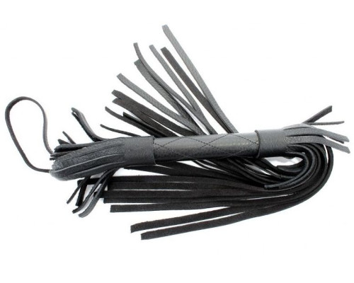 Чёрная плетка из натуральной кожи - 51 см.