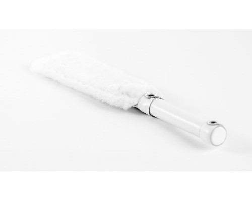 Белая двустороння шлепалка из натуральной кожи и меха - 35 см.