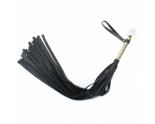 Черная плеть с кристаллом на металлической ручке - 78 см.