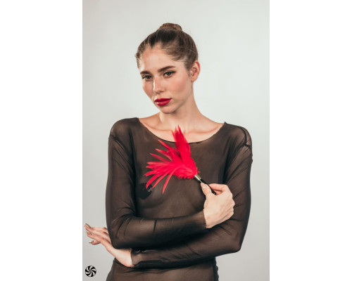 Красный перьевой тиклер Plume - 23 см.