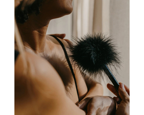 Черная перьевая кисточка с гладкой ручкой