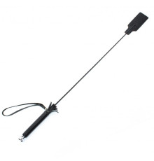 Чёрный кожаный стек с прямоугольным шлепком - 64 см.