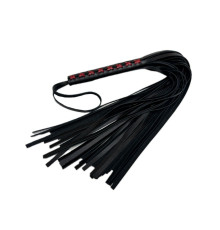 Кожаная плеть Sex Game с красным плетением на рукояти - 57 см.