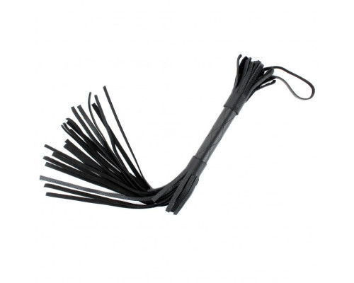 Чёрная плетка из натуральной кожи - 51 см.