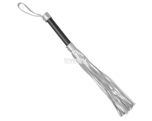 Серебристая плетка Struggle My Flogger с черной ручкой - 45 см.