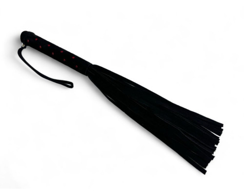 Черная замшевая плеть с красными точками на рукояти Red dot Princess - 43 см.