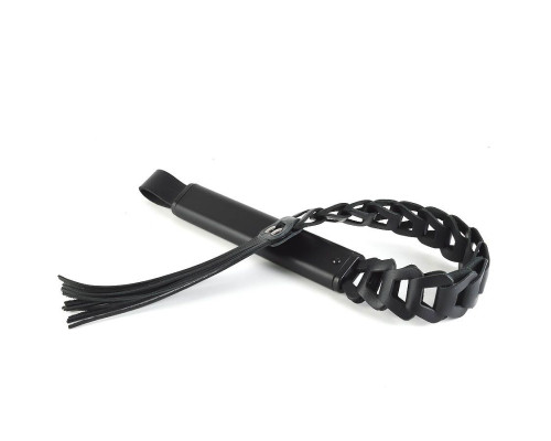 Черная кожаная плеть «Клеопатра» - 62 см.