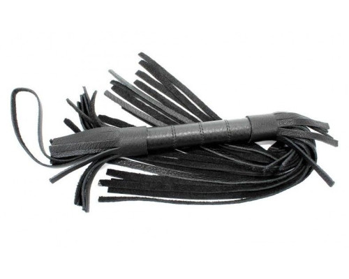 Короткая чёрная плетка из натуральной кожи - 45 см.